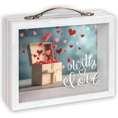 ZEP, Tirelire, Andy with Love 6,5x21 Holz/Glas Spardose RM1844 - Publicité ZEP, Tirelire, Andy with Love 6,5x21 Holz/Glas Spardose RM1844 - Publicité