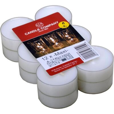 Magni, Bougie, Bougies chauffe-plat Maxi blanches, lot de 12. Durée de combustion : environ 8 heures (12 pcs) - Publicité Magni, Bougie, Bougies chauffe-plat Maxi blanches, lot de 12. Durée de combustion : environ 8 heures (12 pcs) - Publicité