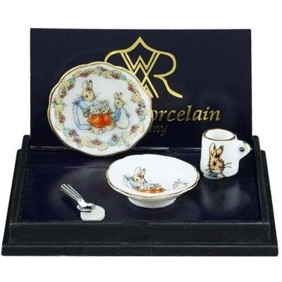 Reutter, Miniatures, 056.389/5 - Mini set de petit déjeuner "Pierre Lapin" Décor à l'échelle 1:12 - Publicité Reutter, Miniatures, 056.389/5 - Mini set de petit déjeuner "Pierre Lapin" Décor à l'échelle 1:12 - Publicité