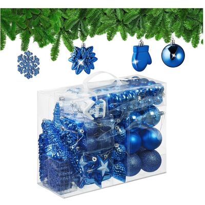 Set de 100 Boules de Noël Bleues - Décoration de Sapin - Publicité Set de 100 Boules de Noël Bleues - Décoration de Sapin - Publicité