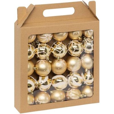 Atmosphera, Décorations de sapin de Noël, Zestaw złotych bombek, różne wzory, Ø 6 cm (25x) - Publicité Atmosphera, Décorations de sapin de Noël, Zestaw złotych bombek, różne wzory, Ø 6 cm (25x) - Publicité