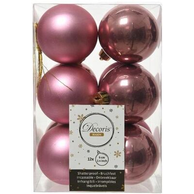 Decoris, Décorations de sapin de Noël, Christmas Tree toys 22002, pink, 60 mm, 12 pcs (12x) - Publicité Decoris, Décorations de sapin de Noël, Christmas Tree toys 22002, pink, 60 mm, 12 pcs (12x) - Publicité