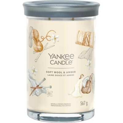 Yankee Candle, Bougie parfumée, Bougie parfumée Soft Wool & Amber Signature Large Tumbler - Publicité Yankee Candle, Bougie parfumée, Bougie parfumée Soft Wool & Amber Signature Large Tumbler - Publicité