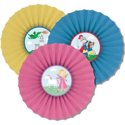 Amscan Éventail décoratif Chevaliers et Princesses 3pcs (3 pcs) - Publicité Amscan Éventail décoratif Chevaliers et Princesses 3pcs (3 pcs) - Publicité