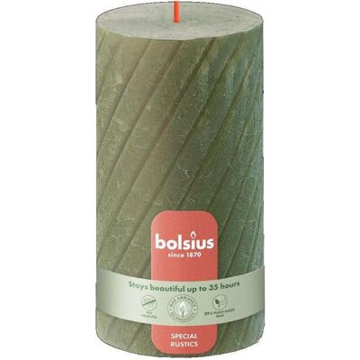 Bolsius, Bougie, Stumpe Rustik TR130/68mm olive (1 pcs) - Publicité Bolsius, Bougie, Stumpe Rustik TR130/68mm olive (1 pcs) - Publicité