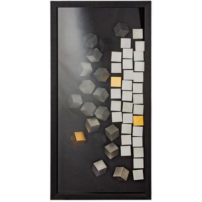 Gilde, Tableaux, Cubes, Argent Noir H : 80 cm (40 x 80 cm) - Publicité Gilde, Tableaux, Cubes, Argent Noir H : 80 cm (40 x 80 cm) - Publicité