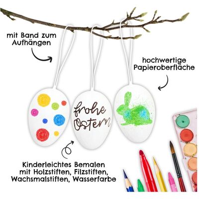 Papierdrachen, Déco de Pâques, Oeufs de Pâques en papier mâché - Blanc (12x) - Publicité Papierdrachen, Déco de Pâques, Oeufs de Pâques en papier mâché - Blanc (12x) - Publicité