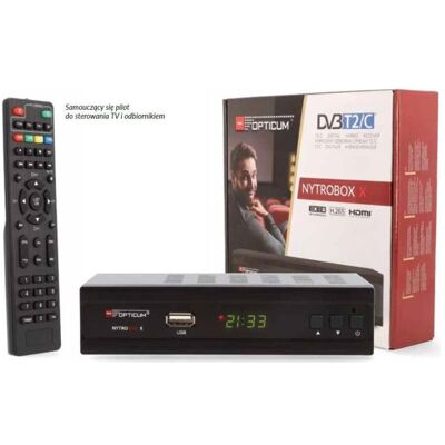 Opticum Tuner TV Odbiornik DVB-T2/C Red Nytrobox X H.265 (DVB-C, DVB-T2), Carte TV - Publicité Opticum Tuner TV Odbiornik DVB-T2/C Red Nytrobox X H.265 (DVB-C, DVB-T2), Carte TV - Publicité