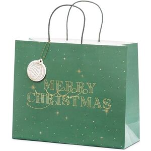 Partydeco, Emballage cadeau, Pochette cadeau - Merry Christmas - Vert (1x) - Publicité Partydeco, Emballage cadeau, Pochette cadeau - Merry Christmas - Vert (1x) - Publicité