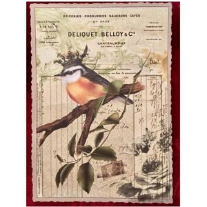 Pappnoptikum, Carte de vœux + papier à lettres, 5027 - postcard vintage bird king (with mica) - Publicité Pappnoptikum, Carte de vœux + papier à lettres, 5027 - postcard vintage bird king (with mica) - Publicité