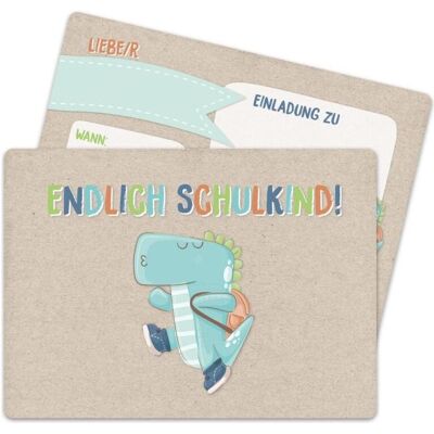 Papierdrachen, Carte de vœux + papier à lettres, 13 cartes d'invitation pour la rentrée scolaire - Dinosaures (12 pcs) - Publicité Papierdrachen, Carte de vœux + papier à lettres, 13 cartes d'invitation pour la rentrée scolaire - Dinosaures (12 pcs) - Publicité