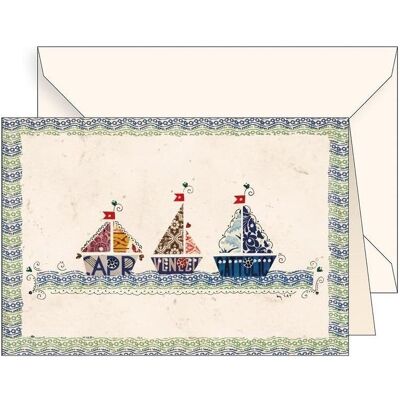 Tassotti, Carte de vœux + papier à lettres, B6 Karte + Umschlag 5923 Boote - Publicité Tassotti, Carte de vœux + papier à lettres, B6 Karte + Umschlag 5923 Boote - Publicité