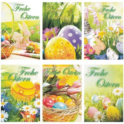 Magni, Carte de vœux + papier à lettres, Cartes de voeux 100 pcs Pâques 6 pcs assorties (100 pcs) - Publicité Magni, Carte de vœux + papier à lettres, Cartes de voeux 100 pcs Pâques 6 pcs assorties (100 pcs) - Publicité