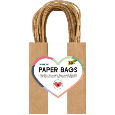 Folia Paper Sac en papier kraft naturel - 125x50x150mm - Lot de 20 - Publicité Folia Paper Sac en papier kraft naturel - 125x50x150mm - Lot de 20 - Publicité