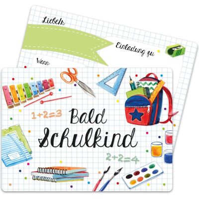 Papierdrachen, Carte de vœux + papier à lettres, Einschulung Einladungskarten Set 6 Wasserfarben (13 pcs) - Publicité Papierdrachen, Carte de vœux + papier à lettres, Einschulung Einladungskarten Set 6 Wasserfarben (13 pcs) - Publicité