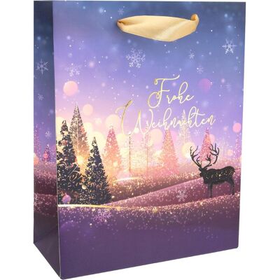 Idena, Emballage cadeau, Sac cadeau Noël lilas 18x8x23cm (1x) - Publicité Idena, Emballage cadeau, Sac cadeau Noël lilas 18x8x23cm (1x) - Publicité