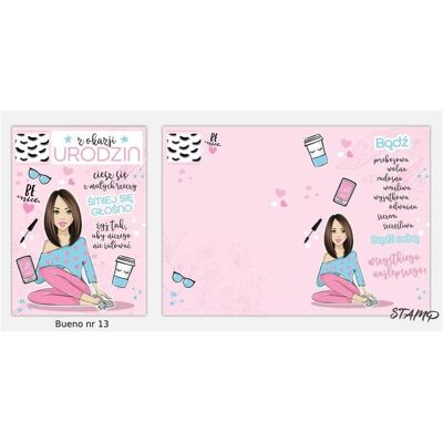 Stamp, Carte de vœux + papier à lettres, Bueno B6 carte + enveloppe modèle no 13 anniversaire - Publicité Stamp, Carte de vœux + papier à lettres, Bueno B6 carte + enveloppe modèle no 13 anniversaire - Publicité