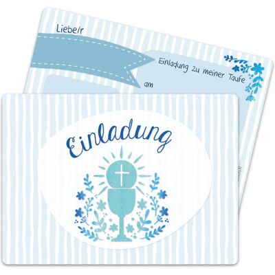 Papierdrachen, Carte de vœux + papier à lettres, 12 faire-part de baptême - Calice bleu clair (12 pcs) - Publicité Papierdrachen, Carte de vœux + papier à lettres, 12 faire-part de baptême - Calice bleu clair (12 pcs) - Publicité