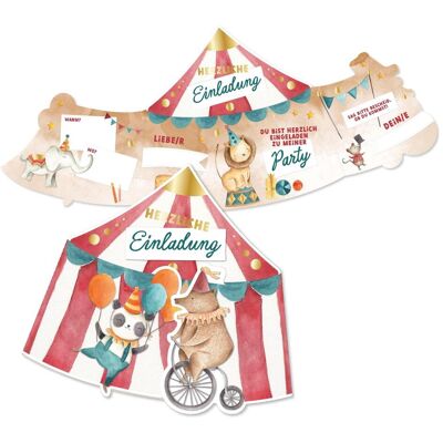 Papierdrachen, Carte de vœux + papier à lettres, 12 cartes d'invitation « Cirque » (12 pcs) - Publicité Papierdrachen, Carte de vœux + papier à lettres, 12 cartes d'invitation « Cirque » (12 pcs) - Publicité