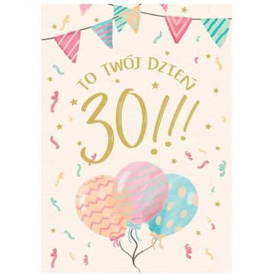 Passion, Carte de vœux + papier à lettres, Karte B6 PR-103 Geburtstag 30 (1 pcs) - Publicité Passion, Carte de vœux + papier à lettres, Karte B6 PR-103 Geburtstag 30 (1 pcs) - Publicité