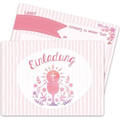 Papierdrachen, Carte de vœux + papier à lettres, 12 faire-part de baptême - Calice et fleurs roses (12 pcs) - Publicité Papierdrachen, Carte de vœux + papier à lettres, 12 faire-part de baptême - Calice et fleurs roses (12 pcs) - Publicité
