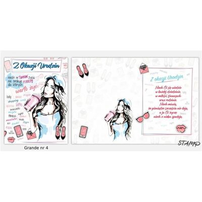 Stamp, Carte de vœux + papier à lettres, Grande carte + enveloppe modèle n° 04 anniversaire - Publicité Stamp, Carte de vœux + papier à lettres, Grande carte + enveloppe modèle n° 04 anniversaire - Publicité