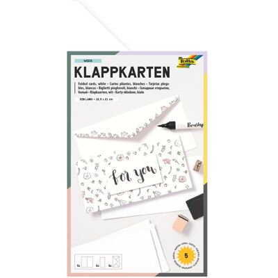 Folia, Carte de vœux + papier à lettres, Cartes pliables 220g/m², 10,5x21cm (5 pcs) - Publicité Folia, Carte de vœux + papier à lettres, Cartes pliables 220g/m², 10,5x21cm (5 pcs) - Publicité