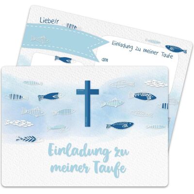 Papierdrachen, Carte de vœux + papier à lettres, 12 faire-part de baptême - Croix et poissons (12 pcs) - Publicité Papierdrachen, Carte de vœux + papier à lettres, 12 faire-part de baptême - Croix et poissons (12 pcs) - Publicité