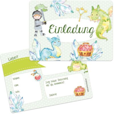 Papierdrachen, Carte de vœux + papier à lettres, Fiches d'invitation pour un anniversaire - Chevaliers (12 pcs) - Publicité Papierdrachen, Carte de vœux + papier à lettres, Fiches d'invitation pour un anniversaire - Chevaliers (12 pcs) - Publicité