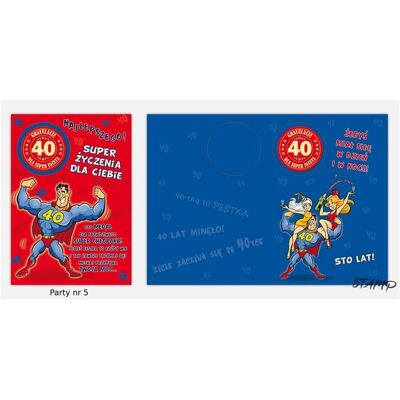 Stamp, Carte de vœux + papier à lettres, Carte de fête avec autocollants B6 + enveloppe anniversaire 40 modèle 05 - Publicité Stamp, Carte de vœux + papier à lettres, Carte de fête avec autocollants B6 + enveloppe anniversaire 40 modèle 05 - Publicité