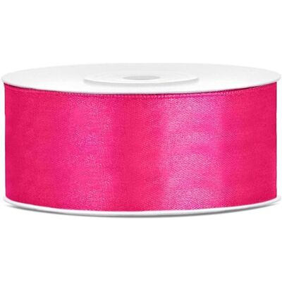 Partydeco, Emballage cadeau, Satin Ribbon, dark pink, 25mm/25m (1 pc. / 25 lm) (1x) - Publicité Partydeco, Emballage cadeau, Satin Ribbon, dark pink, 25mm/25m (1 pc. / 25 lm) (1x) - Publicité