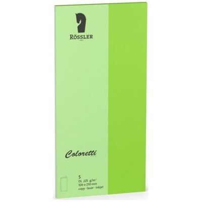 Rössler, Carte de vœux + papier à lettres, Coloretti Cartes DIN long Vert clair en paquet de 5 à personnaliser (5 pcs) - Publicité Rössler, Carte de vœux + papier à lettres, Coloretti Cartes DIN long Vert clair en paquet de 5 à personnaliser (5 pcs) - Publicité