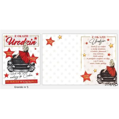 Stamp, Carte de vœux + papier à lettres, Grande carte + enveloppe modèle n° 05 anniversaire - Publicité Stamp, Carte de vœux + papier à lettres, Grande carte + enveloppe modèle n° 05 anniversaire - Publicité