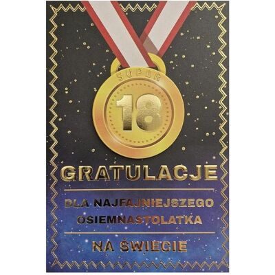 Teka, Carte de vœux + papier à lettres, Geburtstagskarte 18 Herrenmedaille - Publicité Teka, Carte de vœux + papier à lettres, Geburtstagskarte 18 Herrenmedaille - Publicité