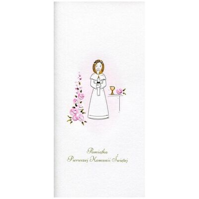 MAK, Carte de vœux + papier à lettres, Erstkommunionkarte Mädchen Blumen - Publicité MAK, Carte de vœux + papier à lettres, Erstkommunionkarte Mädchen Blumen - Publicité