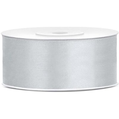 Partydeco, Emballage cadeau, Satin Ribbon, silver, 25mm/25m (1 pc. / 25 lm) (1x) - Publicité Partydeco, Emballage cadeau, Satin Ribbon, silver, 25mm/25m (1 pc. / 25 lm) (1x) - Publicité
