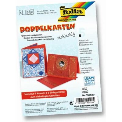 Folia, Carte de vœux + papier à lettres, Cartes doubles rectangulaires 220 g/m2 (5 pcs) - Publicité Folia, Carte de vœux + papier à lettres, Cartes doubles rectangulaires 220 g/m2 (5 pcs) - Publicité