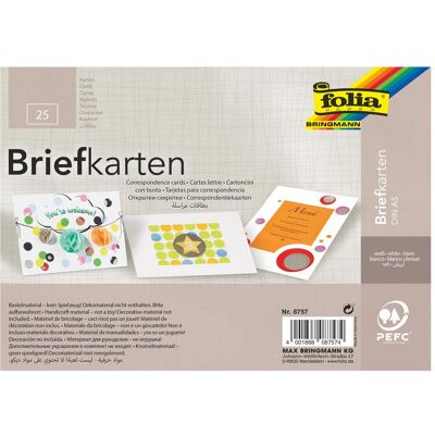 Folia, Carte de vœux + papier à lettres, Cartes-lettres, DIN A5, simples (25 pcs) - Publicité Folia, Carte de vœux + papier à lettres, Cartes-lettres, DIN A5, simples (25 pcs) - Publicité