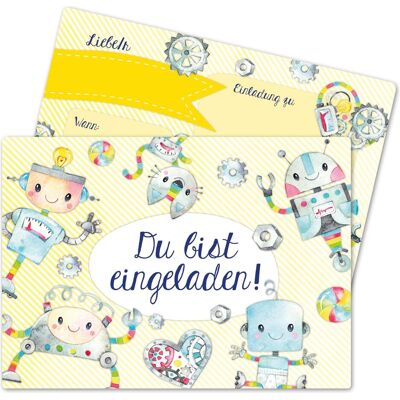 Papierdrachen, Carte de vœux + papier à lettres, 12 cartes d'invitation pour un anniversaire - Robot (12 pcs) - Publicité Papierdrachen, Carte de vœux + papier à lettres, 12 cartes d'invitation pour un anniversaire - Robot (12 pcs) - Publicité