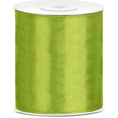 Partydeco, Emballage cadeau, Satin Ribbon, green apple, 100mm/25m (1 pkt / 1 pc.) (1x) - Publicité Partydeco, Emballage cadeau, Satin Ribbon, green apple, 100mm/25m (1 pkt / 1 pc.) (1x) - Publicité