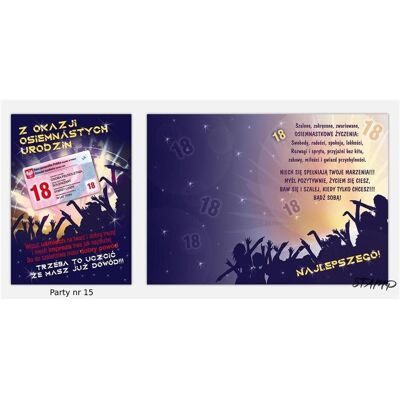 Stamp, Carte de vœux + papier à lettres, Carte de fête avec autocollants B6 + enveloppe anniversaire 18 modèle 15 - Publicité Stamp, Carte de vœux + papier à lettres, Carte de fête avec autocollants B6 + enveloppe anniversaire 18 modèle 15 - Publicité