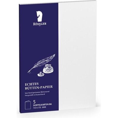 Rössler, Carte de vœux + papier à lettres, Doppelkarten Bütten weiss B6 hd 5 Stück (5 pcs) - Publicité Rössler, Carte de vœux + papier à lettres, Doppelkarten Bütten weiss B6 hd 5 Stück (5 pcs) - Publicité