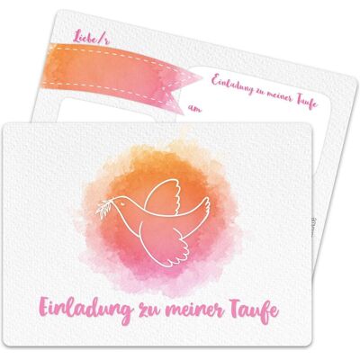 Papierdrachen, Carte de vœux + papier à lettres, 12 faire-part de baptême - Colombe rose à l'aquarelle (12 pcs) - Publicité Papierdrachen, Carte de vœux + papier à lettres, 12 faire-part de baptême - Colombe rose à l'aquarelle (12 pcs) - Publicité