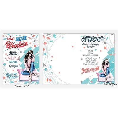 Stamp, Carte de vœux + papier à lettres, Bueno B6 carte + enveloppe modèle no 16 anniversaire - Publicité Stamp, Carte de vœux + papier à lettres, Bueno B6 carte + enveloppe modèle no 16 anniversaire - Publicité
