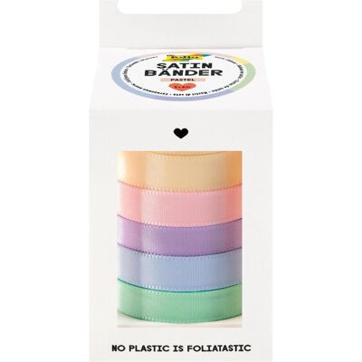 Folia, Emballage cadeau, Satinbänder Pastell (5x) - Publicité Folia, Emballage cadeau, Satinbänder Pastell (5x) - Publicité