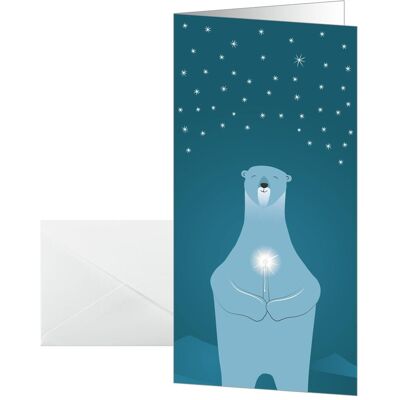 Sigel, Carte de vœux + papier à lettres, Polar Bear with Candle (10 pcs) - Publicité Sigel, Carte de vœux + papier à lettres, Polar Bear with Candle (10 pcs) - Publicité