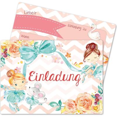 Papierdrachen, Carte de vœux + papier à lettres, Fiches d'invitation d'anniversaire - Ballerine (12 pcs) - Publicité Papierdrachen, Carte de vœux + papier à lettres, Fiches d'invitation d'anniversaire - Ballerine (12 pcs) - Publicité
