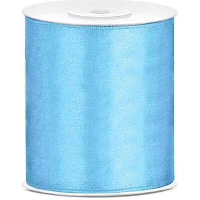 Partydeco, Emballage cadeau, Satin Ribbon, sky-blue, 100mm/25m (1 pkt / 1 pc.) (1x) - Publicité Partydeco, Emballage cadeau, Satin Ribbon, sky-blue, 100mm/25m (1 pkt / 1 pc.) (1x) - Publicité