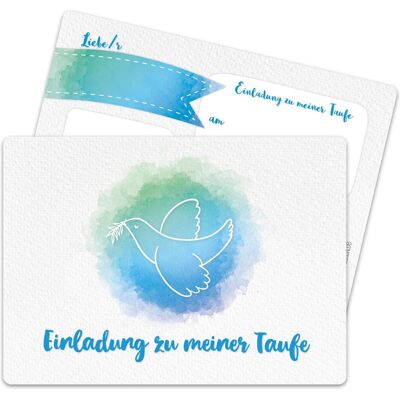 Papierdrachen, Carte de vœux + papier à lettres, 12 faire-part de baptême - Colombe bleue à l'aquarelle (12 pcs) - Publicité Papierdrachen, Carte de vœux + papier à lettres, 12 faire-part de baptême - Colombe bleue à l'aquarelle (12 pcs) - Publicité