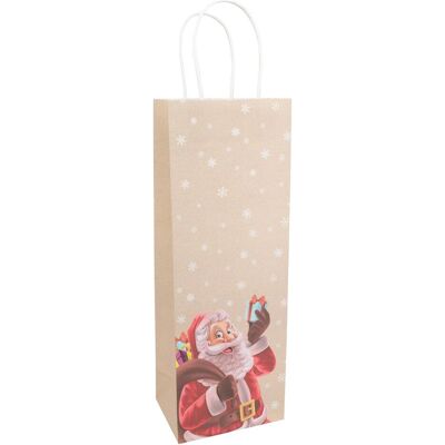 Idena, Emballage cadeau, Sac à bouteilles Noël Père Noël multicolore 12x9x36cm - Publicité Idena, Emballage cadeau, Sac à bouteilles Noël Père Noël multicolore 12x9x36cm - Publicité